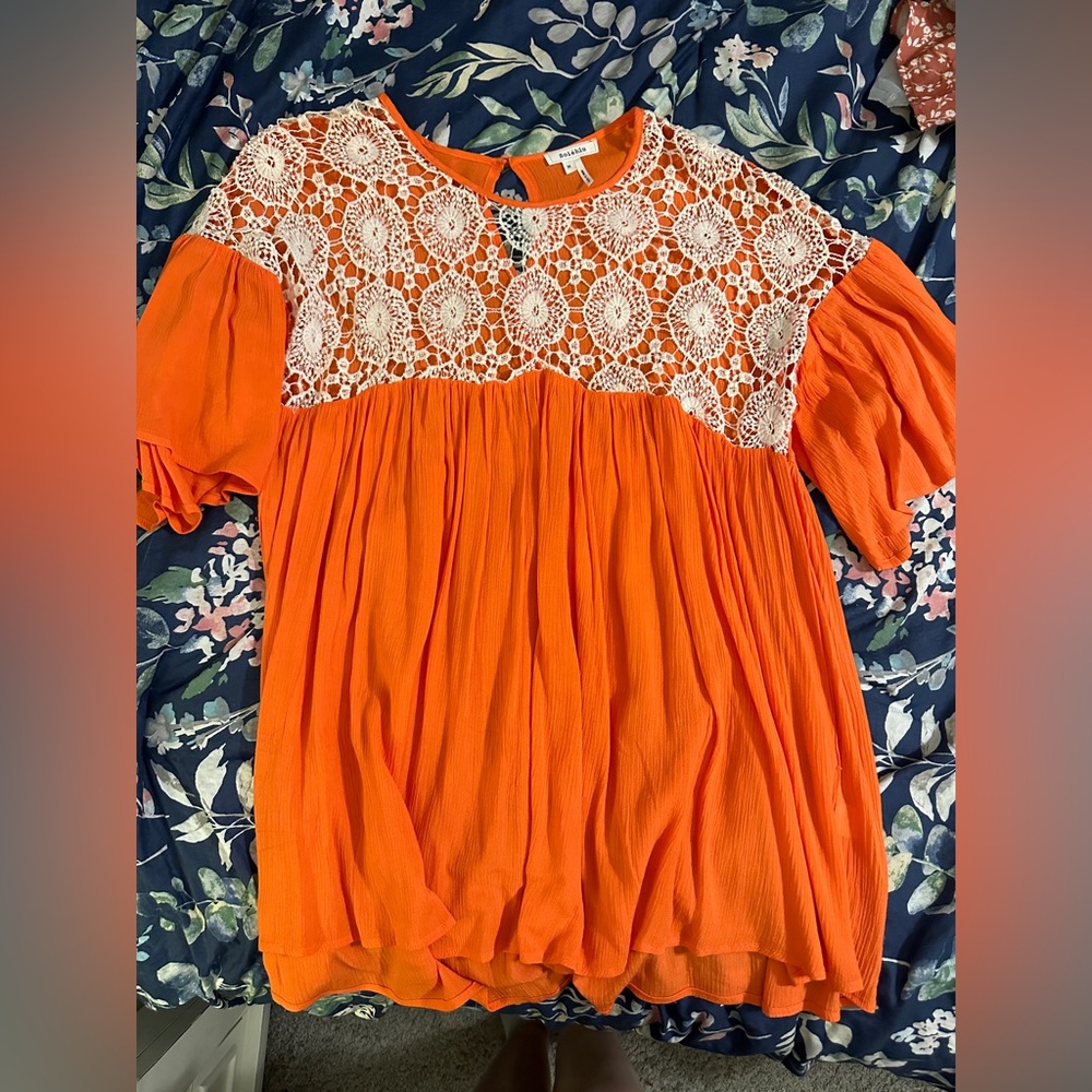 Orange and White Lace Top